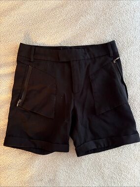 Helmut Lang Black Tailored Zip Pocket Bermudas